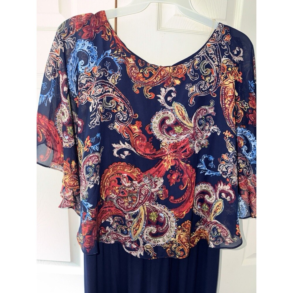 Connected Jumpsuit Womens Plus Sz 18W Floral Chiffon Cape Wide Leg Minimal Chic - Picture 3 of 9